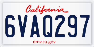 CA license plate 6VAQ297