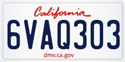 CA license plate 6VAQ303
