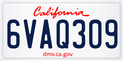 CA license plate 6VAQ309