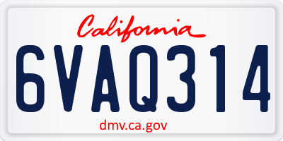 CA license plate 6VAQ314