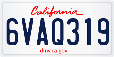 CA license plate 6VAQ319