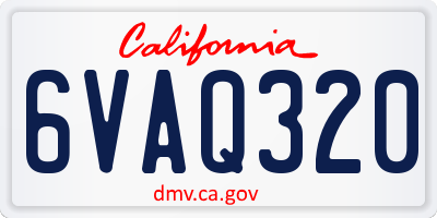 CA license plate 6VAQ320