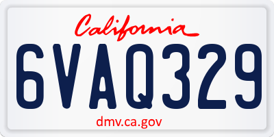 CA license plate 6VAQ329