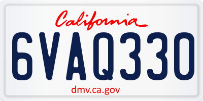 CA license plate 6VAQ330