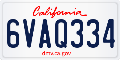 CA license plate 6VAQ334