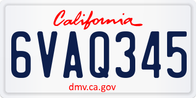 CA license plate 6VAQ345