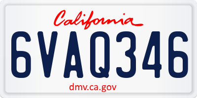 CA license plate 6VAQ346