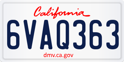 CA license plate 6VAQ363