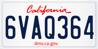 CA license plate 6VAQ364
