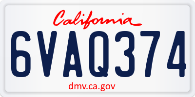 CA license plate 6VAQ374