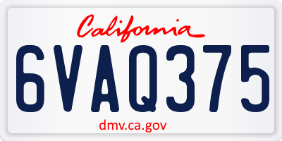 CA license plate 6VAQ375