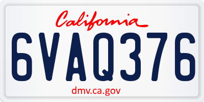 CA license plate 6VAQ376