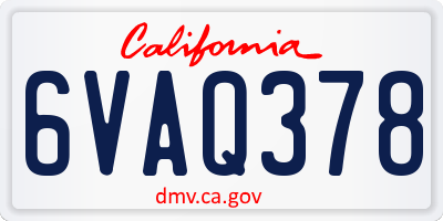 CA license plate 6VAQ378