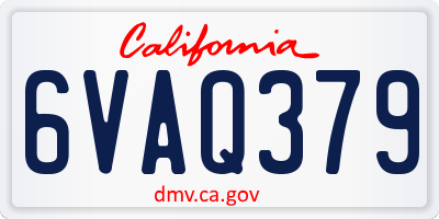 CA license plate 6VAQ379