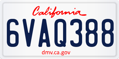 CA license plate 6VAQ388