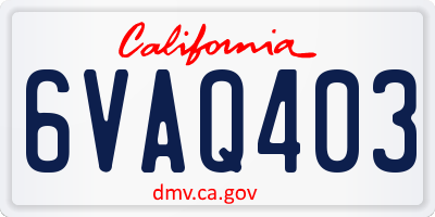CA license plate 6VAQ403