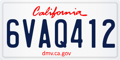 CA license plate 6VAQ412