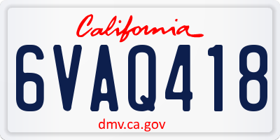 CA license plate 6VAQ418