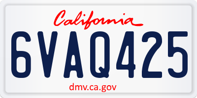 CA license plate 6VAQ425