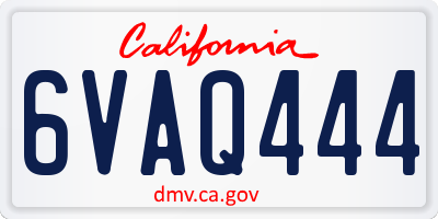 CA license plate 6VAQ444