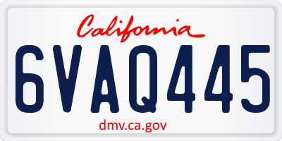 CA license plate 6VAQ445