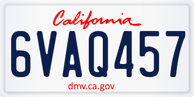 CA license plate 6VAQ457