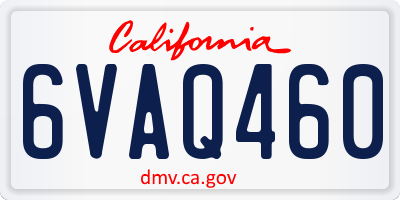 CA license plate 6VAQ460