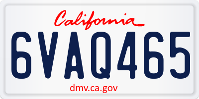 CA license plate 6VAQ465