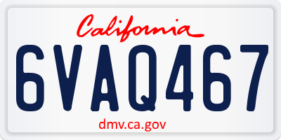 CA license plate 6VAQ467