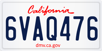 CA license plate 6VAQ476