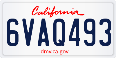 CA license plate 6VAQ493