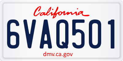 CA license plate 6VAQ501
