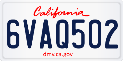CA license plate 6VAQ502