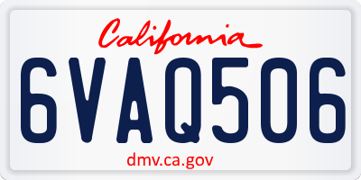 CA license plate 6VAQ506