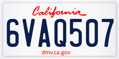 CA license plate 6VAQ507
