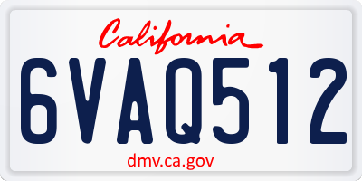 CA license plate 6VAQ512