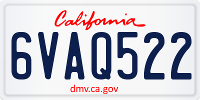 CA license plate 6VAQ522