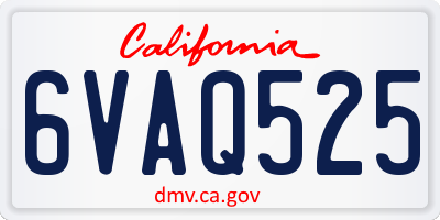 CA license plate 6VAQ525