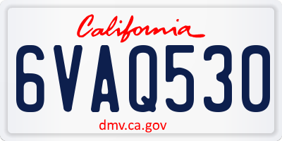 CA license plate 6VAQ530