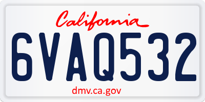 CA license plate 6VAQ532