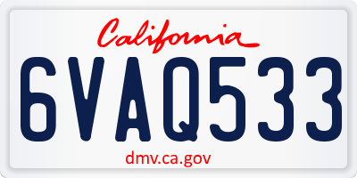 CA license plate 6VAQ533