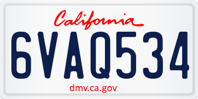 CA license plate 6VAQ534