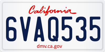 CA license plate 6VAQ535
