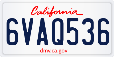 CA license plate 6VAQ536