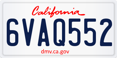 CA license plate 6VAQ552