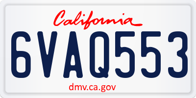 CA license plate 6VAQ553