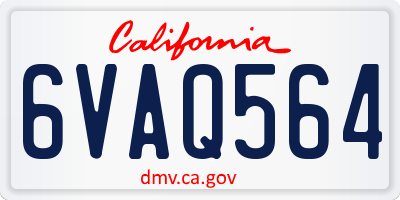 CA license plate 6VAQ564