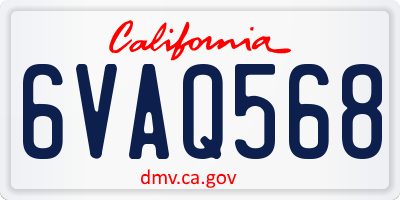 CA license plate 6VAQ568