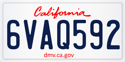 CA license plate 6VAQ592