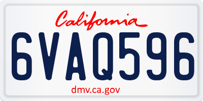 CA license plate 6VAQ596